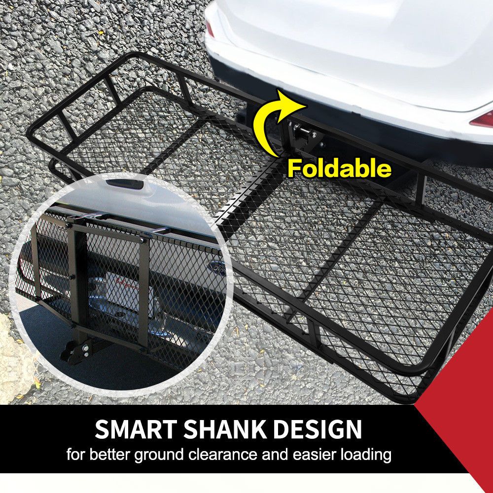Cargo Carrier Luggage Basket Car Rack Foldable Hitch Mount Steel Mesh 4WD