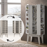 Multimedia DVD CD Storage Cabinet With Hidden Compartment In White Oak