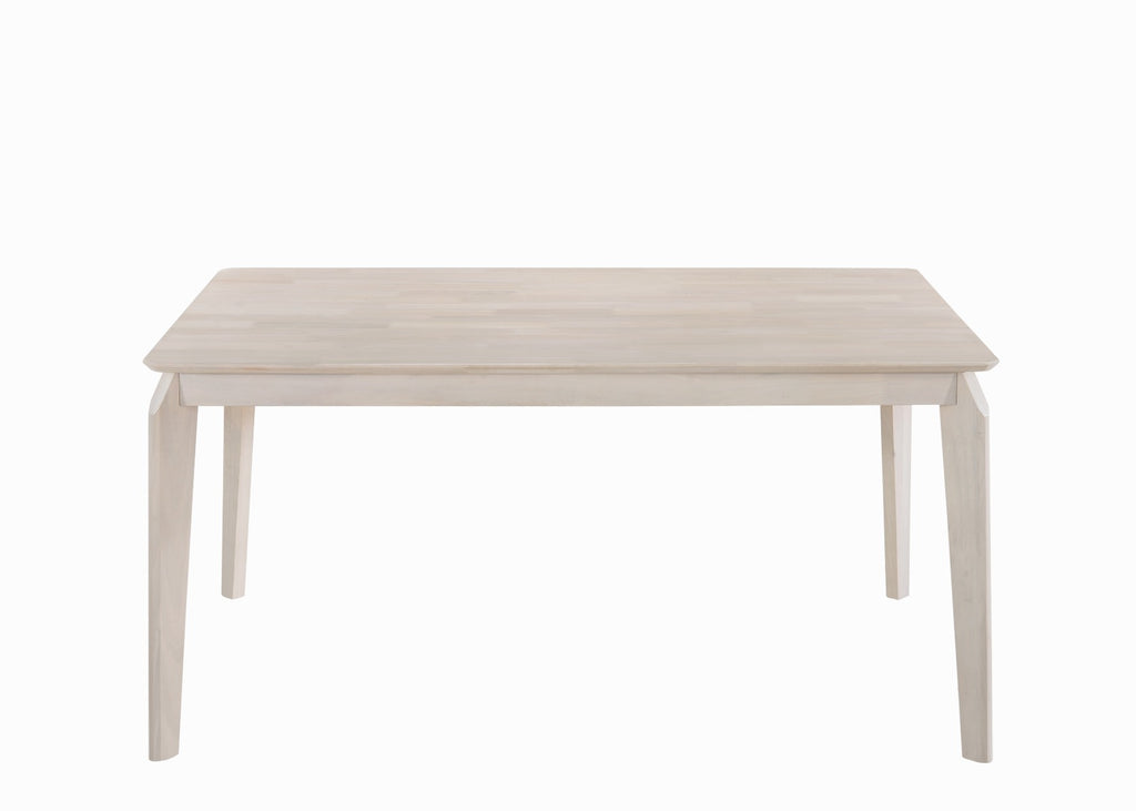 Dining Table 6 Seater Solid Rubberwood in White Washed