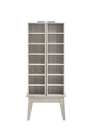 Multimedia DVD CD Storage Cabinet With Hidden Compartment In White Oak