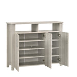 3 Door Large Shoe Cabinet With Shelf In White Oak
