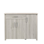 Large Shoe Cabinet With Drawer In White Oak