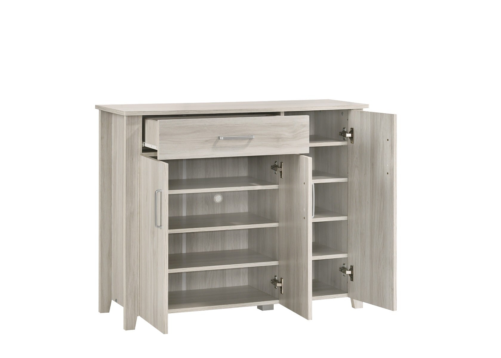 Large Shoe Cabinet With Drawer In White Oak