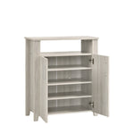 2 Door Shoe Cabinet With Open Shelf In White Oak