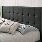 King Sized Winged Fabric Bed Frame with Gas Lift Storage in Charcoal