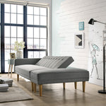 3 Seater Fabric Sofa Bed with Ottoman - Light Grey