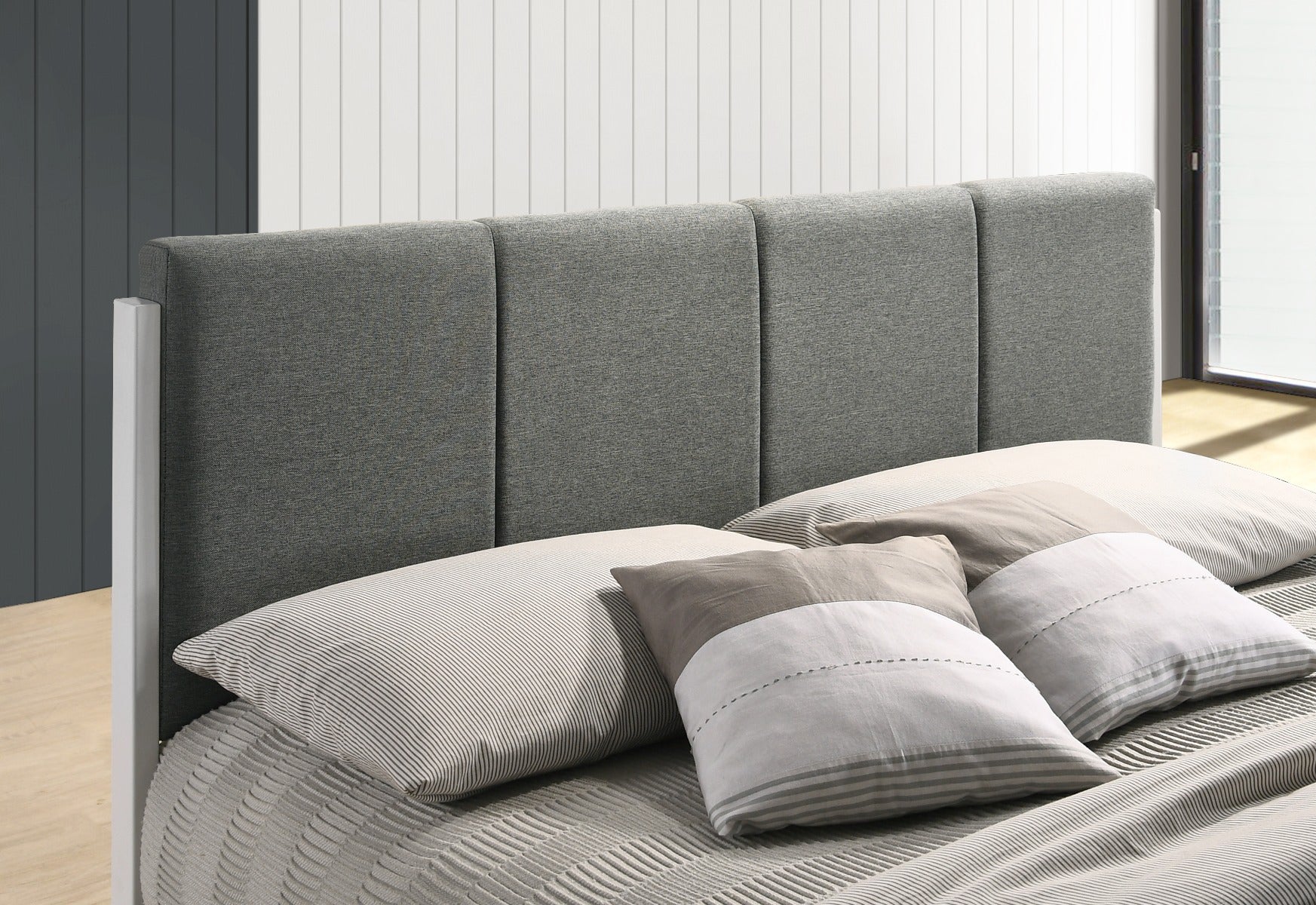 Fabric Upholstered Bed Frame in Grey - Double