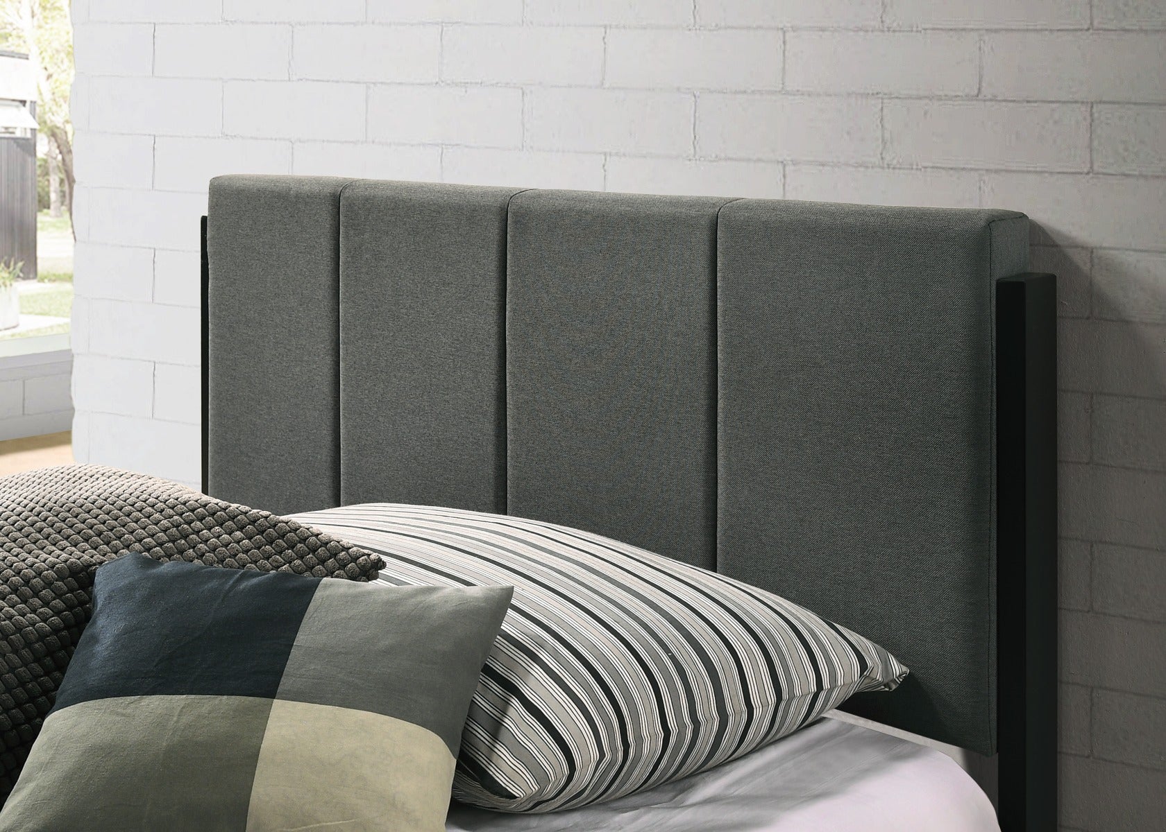 Fabric Upholstered Bed Frame in Charcoal - Double