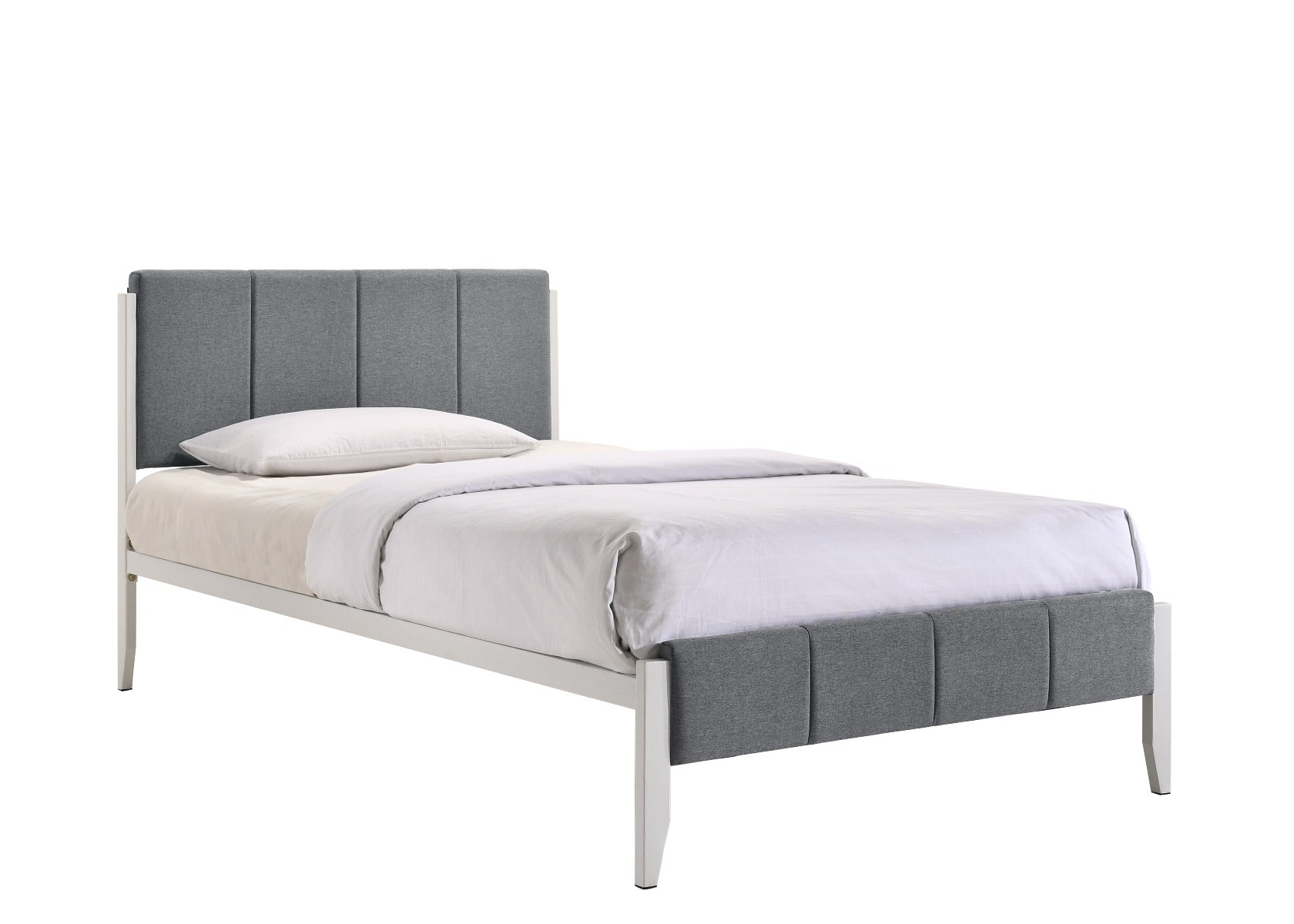 Fabric Upholstered Bed Frame in Grey - King Single