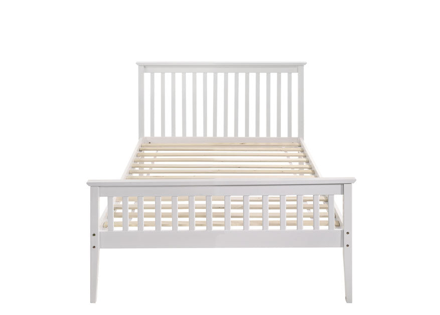 Wooden Bed Frame in White - King Single