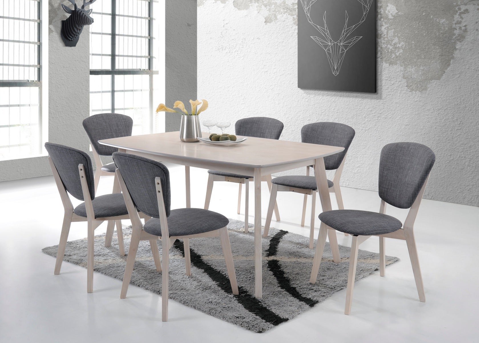 6 Seater Dining Table Solid hardwood White Wash