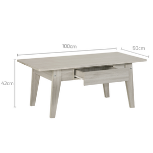 Coffee Table With 1 Drawer In White Oak