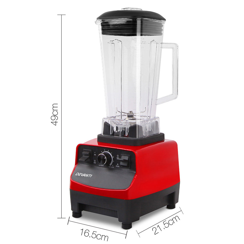 Devanti Commercial Food Processor Blender - Red