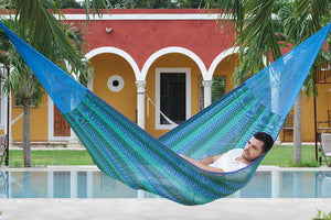 Single Size Cotton Mexican Hammock in Caribe Colour