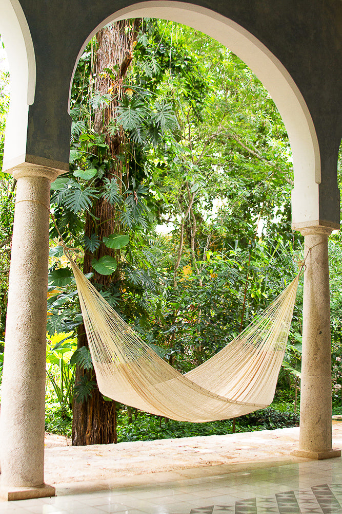 Single Size Cotton Mexican Hammock in Cream Colour