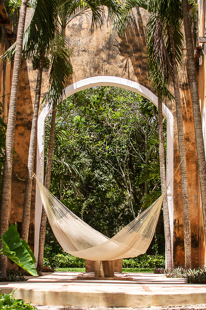 Single Size Cotton Mexican Hammock in Cream Colour