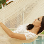 Single Size Cotton Mexican Hammock in Cream Colour