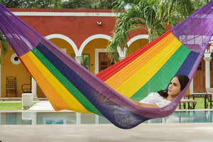 Jumbo Size Cotton Hammock in Rainbow