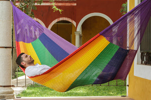 King Size Cotton Hammock in Rainbow