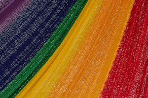 Single Size Cotton Mexican Hammock in Rainbow Colour