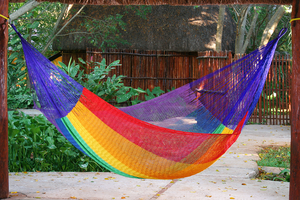 King Size Cotton Hammock in Rainbow