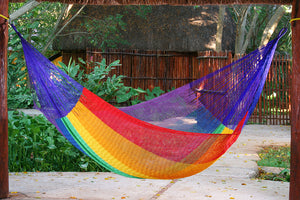 King Size Cotton Hammock in Rainbow