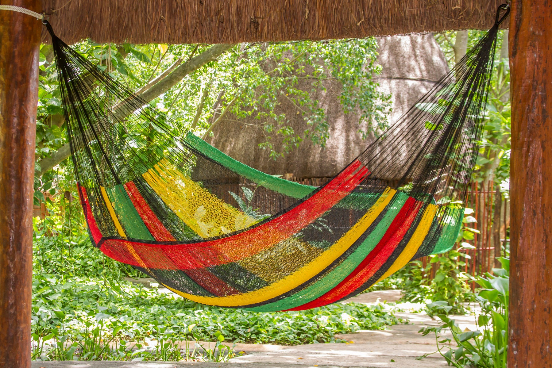 Queen Size Cotton Hammock in Rasta