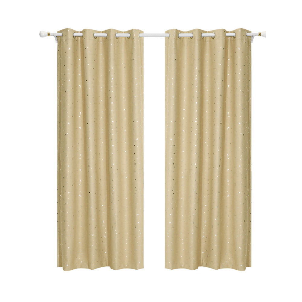 Art Queen 2 Star Blockout 180x180cm Blackout Curtains - Latte