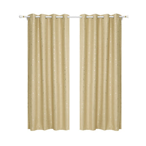 Art Queen 2 Star Blockout 180x180cm Blackout Curtains - Latte