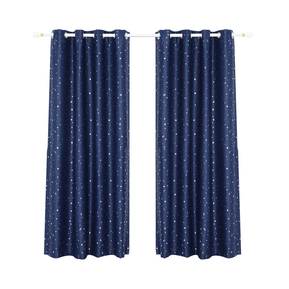 Art Queen 2 Star Blockout 180x180cm Blackout Curtains - Navy