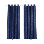 Art Queen 2 Star Blockout 180x180cm Blackout Curtains - Navy