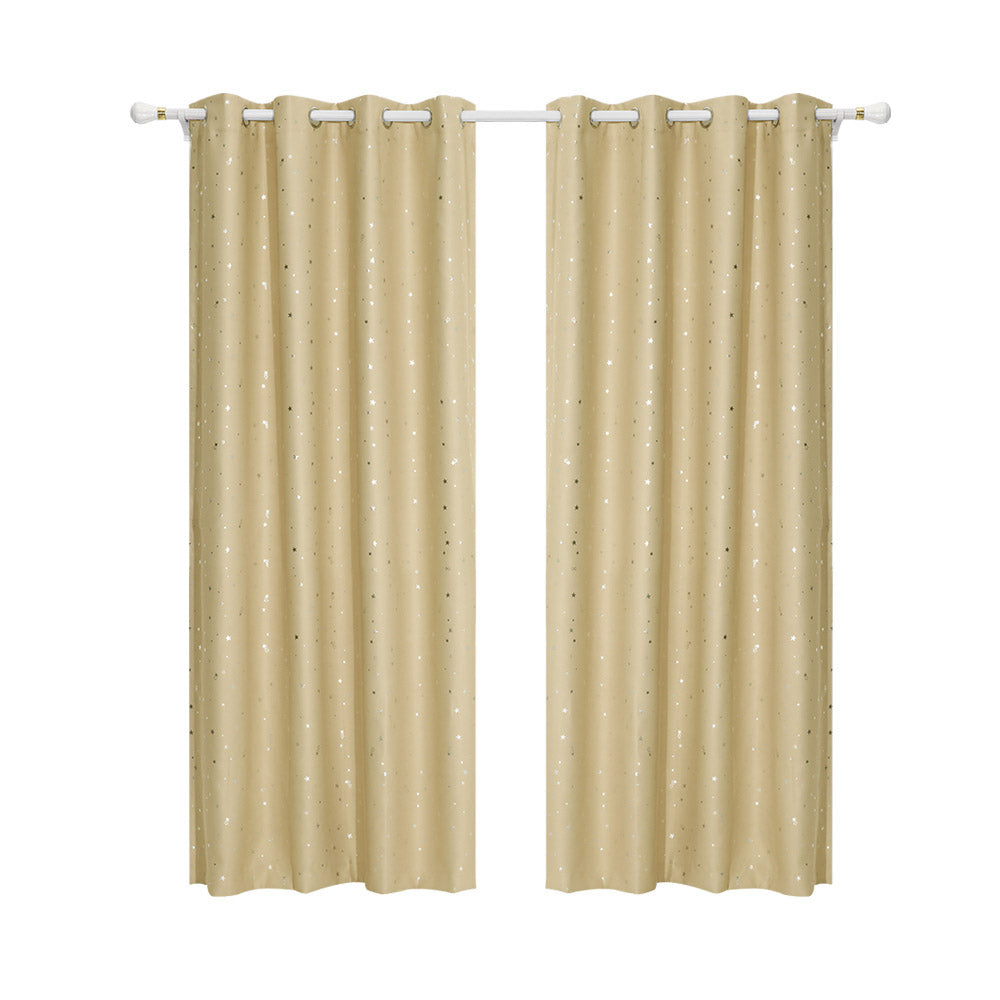 Art Queen 2 Star Blockout 140x213cm Blackout Curtains - Latte