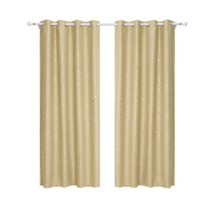 Art Queen 2 Star Blockout 140x213cm Blackout Curtains - Latte