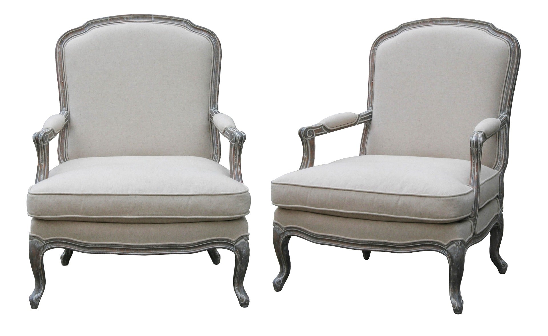 Wash White Louis XV Arm Chair