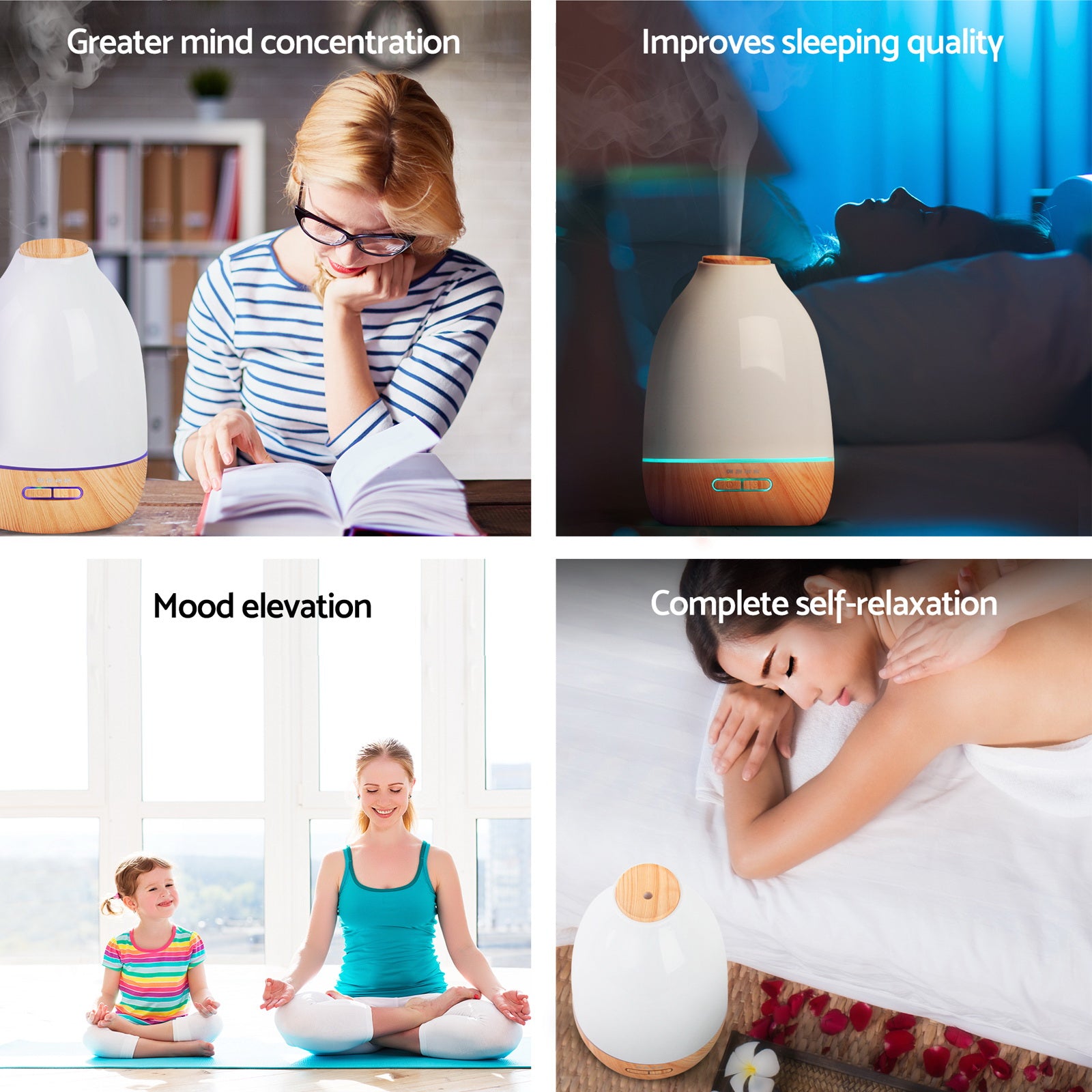 4 in 1 Ultrasonic Aroma Diffuser 500ml - Light Wood