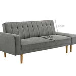 3 Seater Fabric Sofa Bed with Ottoman - Light Grey