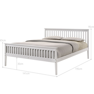 Wooden Bed Frame in White - Double