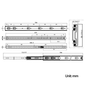 Cefito Heavy Duty 68KG Locking Drawer Slides Full Extension Ball Bearing 700mm