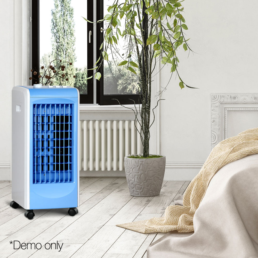 Devanti Portable Air Cooler and Humidifier Conditioner - White & Blue