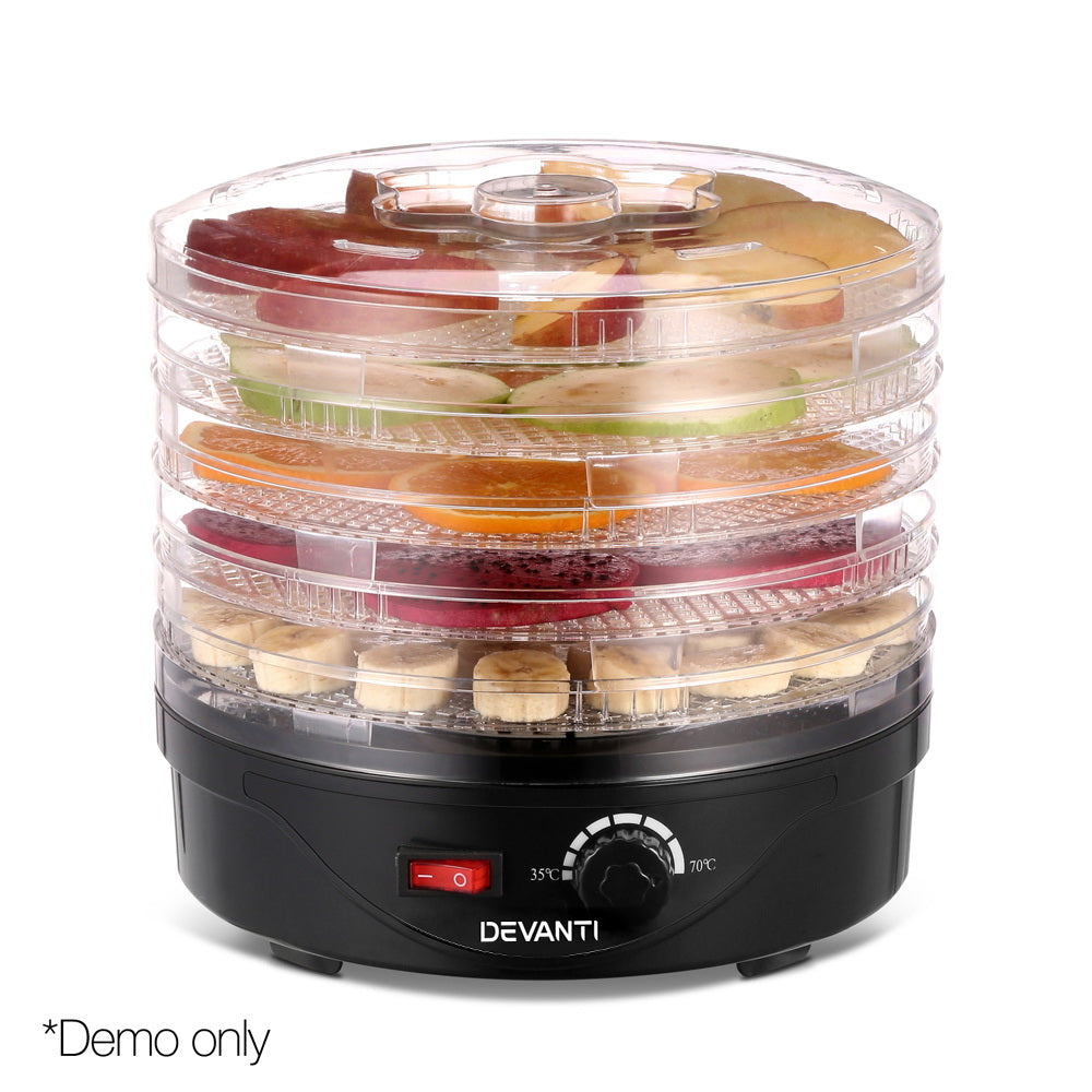 Devanti Food Dehydrator with 5 Trays - Black