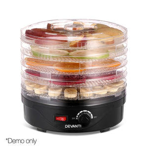 Devanti Food Dehydrator with 5 Trays - Black