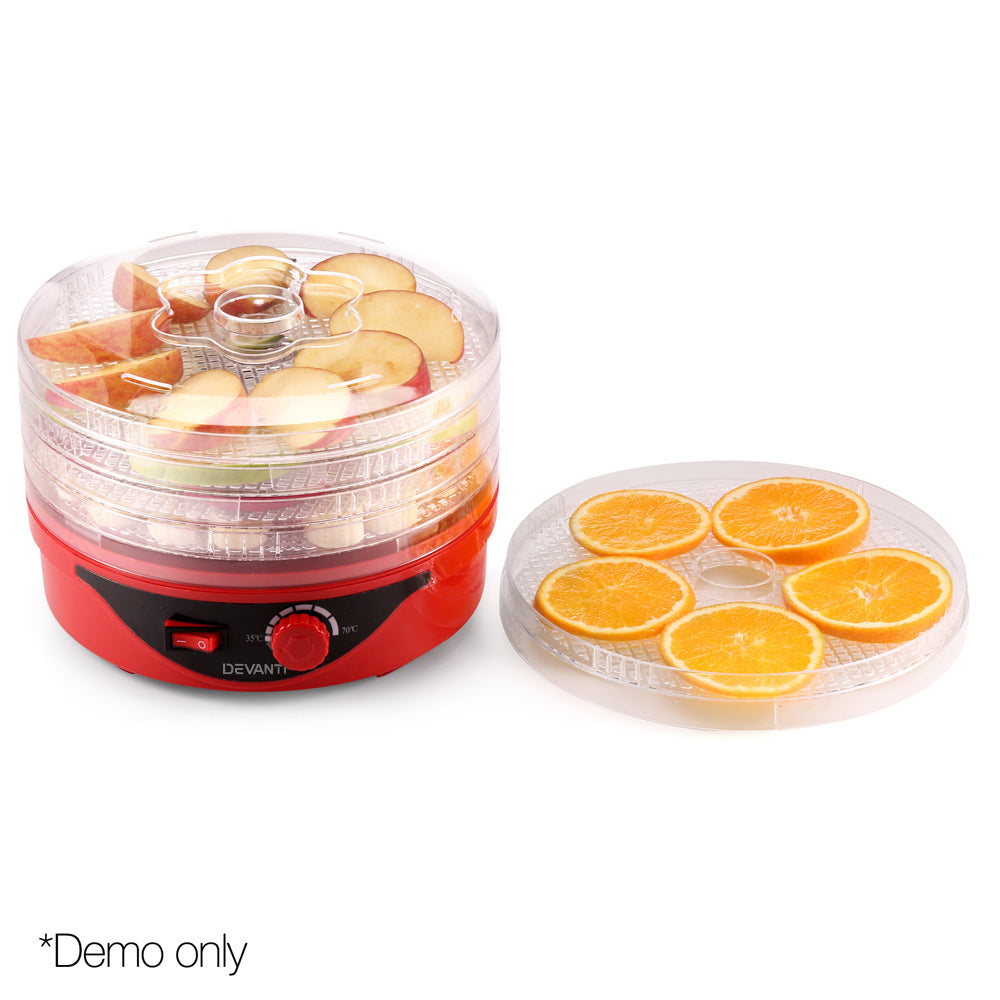 Devanti Food Dehydrator with 5 Trays - Red