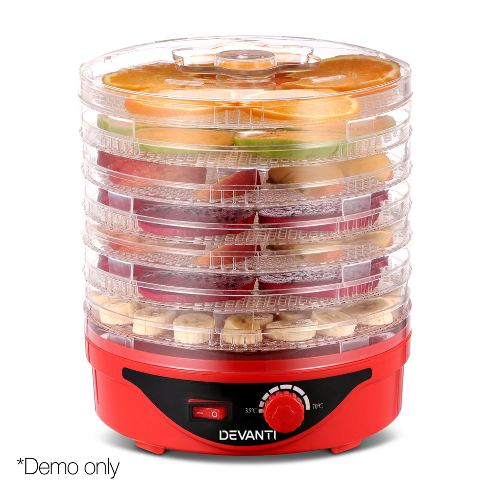 Devanti Food Dehydrator with 7 Trays - Red