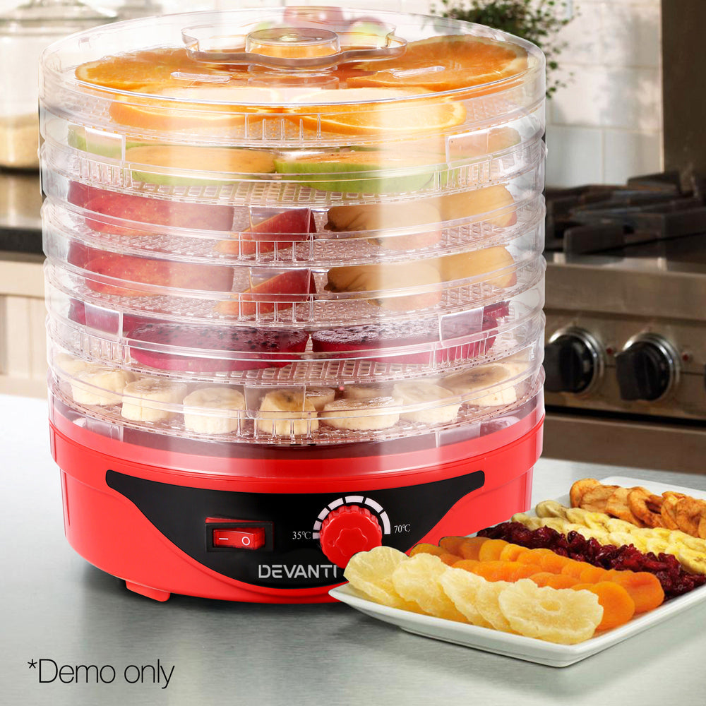 Devanti Food Dehydrator with 7 Trays - Red