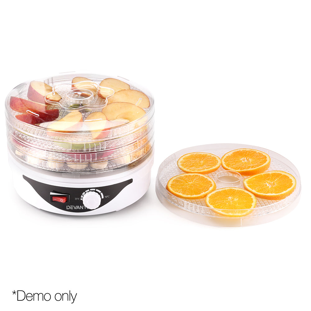 Devanti Food Dehydrator with 5 Trays - White