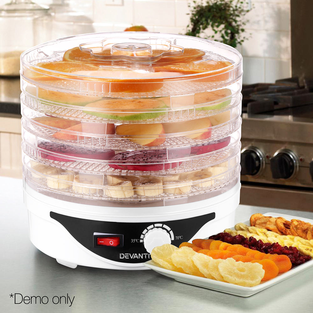 Devanti Food Dehydrator with 5 Trays - White