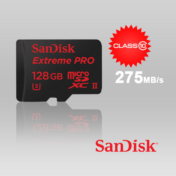 Sandisk Extreme Pro micro SDXC UHS-II 128GB Class 10 up to 275mb/s,with microSD to USB 3.0 adaptor  SDSQXPJ-128G