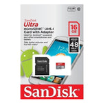 SANDISK 16GB Ultra MicroSDHC UHS-I up to 80MB/S with SD Adaptor (SDSDQUA-016G)