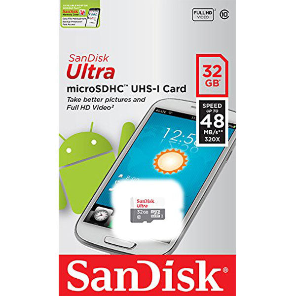 SANDISK 32GB MICRO SDHC ULTRA CLASS 10 up to 48MB/s without SD adaptor (SDSQUNB-032G)
