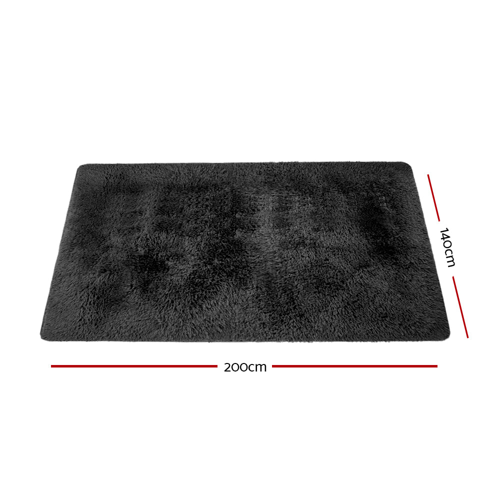 Artiss 140x200cm Ultra Soft Shaggy Rug Large Floor Carpet Anti-slip Area Rugs Black